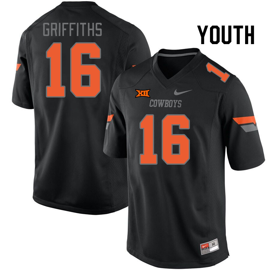 Youth #16 Tre Griffiths Oklahoma State Cowboys College Football Jerseys Stitched-Retro Black